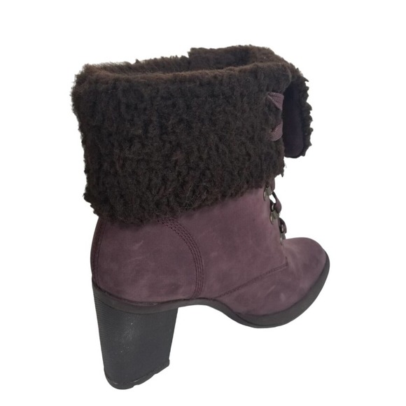 Timberland Camdale Fold Down Purple Leather Heeled‎ Boots A22E4 Womens size 7 - Picture 5 of 15